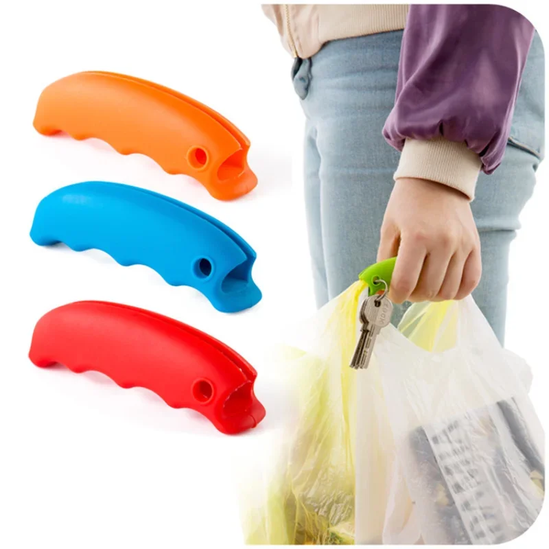 Candy Color Silicone Carrying Handle Shopping Finger Protector Heavy Object Labor-saving Handle with Keyring Shopping Accessory