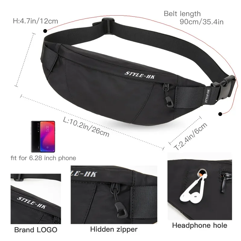 Nylon Fanny Pack Men Black Waist Bags sling mini waist for men crossbody s bag canvas motorcycle