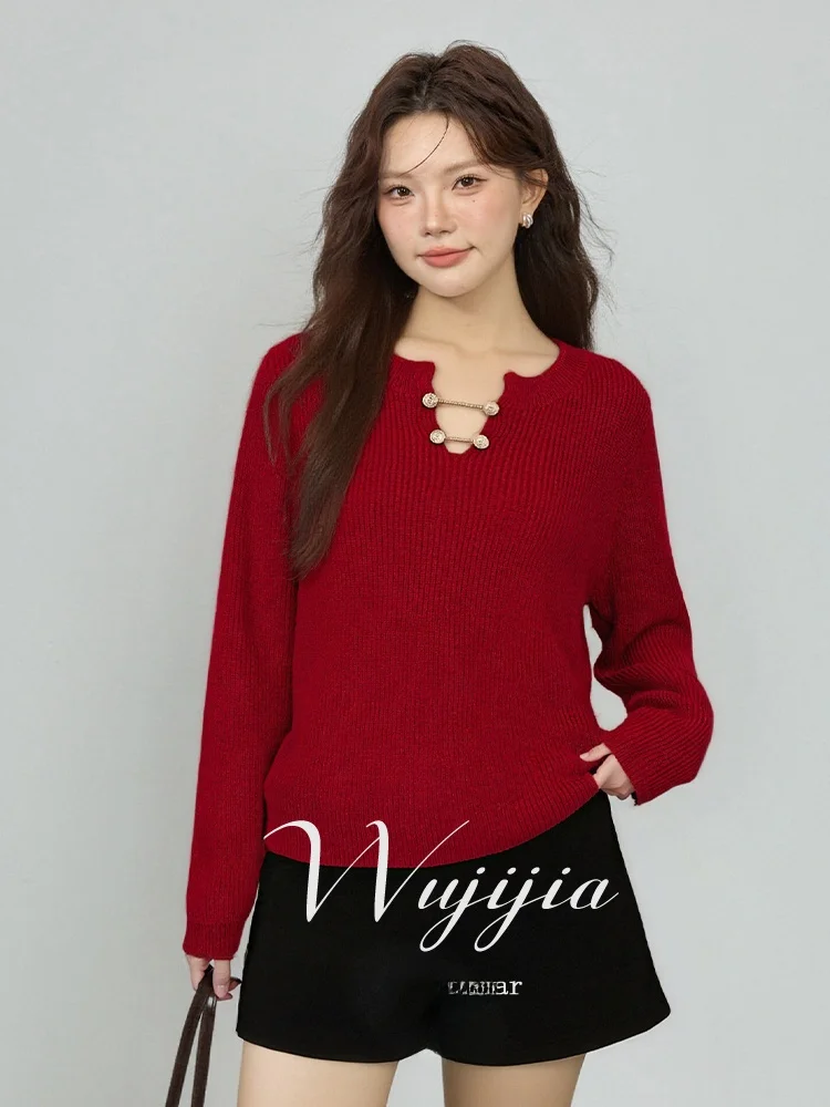 

Женский зимний вязаный комплект больших размеров с эффектом похудения: пуловер с круглым вырезом и свободные шорты с высокой талией, повседневный стиль