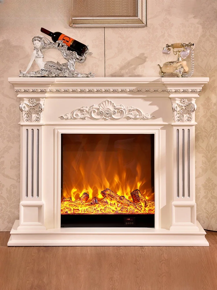 European Style Fireplace Mantel Curio Cabinet American Pastoral Solid Wood Fireplace Heating Stove Core 1.2/1.5/2 M