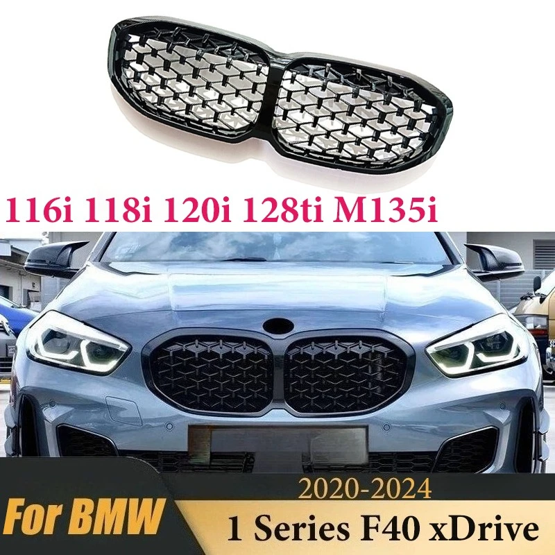 Pare-chocs de calandre avant pour BMW série 1 F40 116i 118i 120i 128ti M135i XDrive 2020-2024, accessoires de grille de radiateur à Double lattes pour voiture