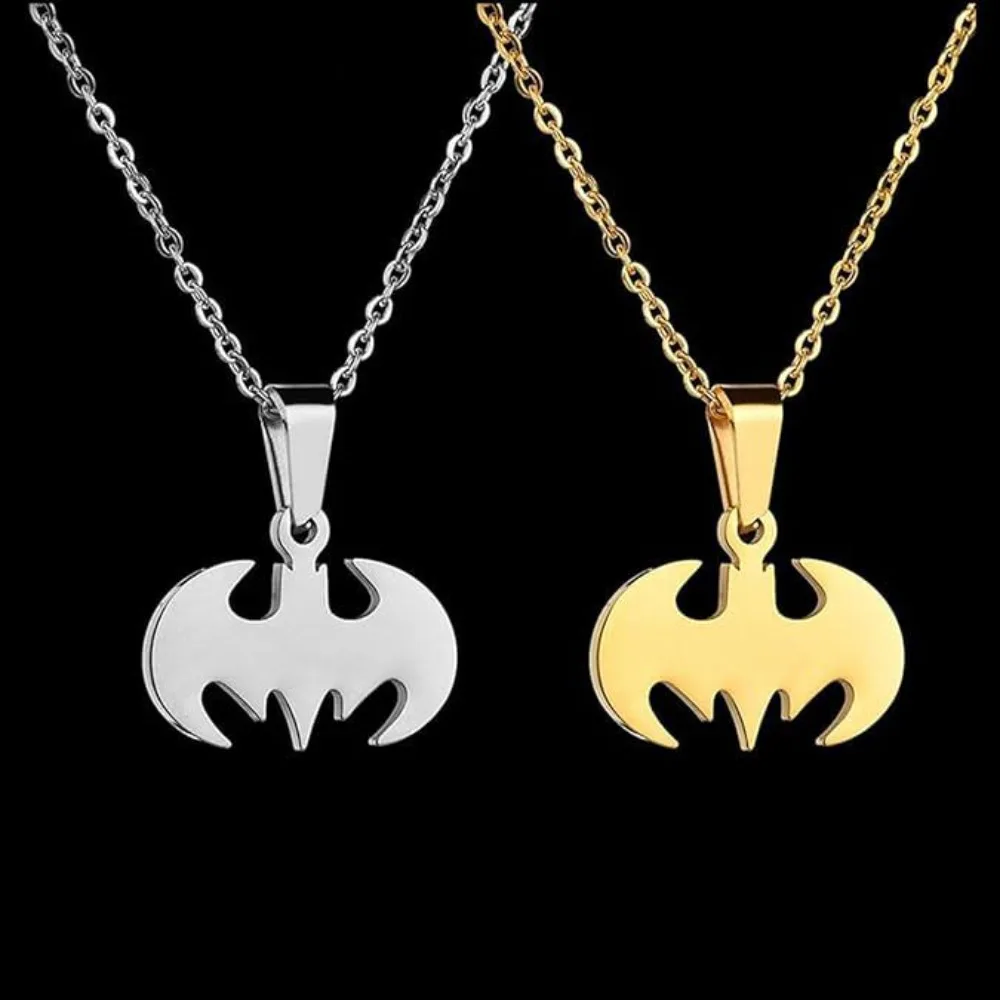 Simple Personality Silver Color Stainless Steel Cartoon Bat Pendant Necklace for Women Halloween Collar Chain Trend Jewelry Gift