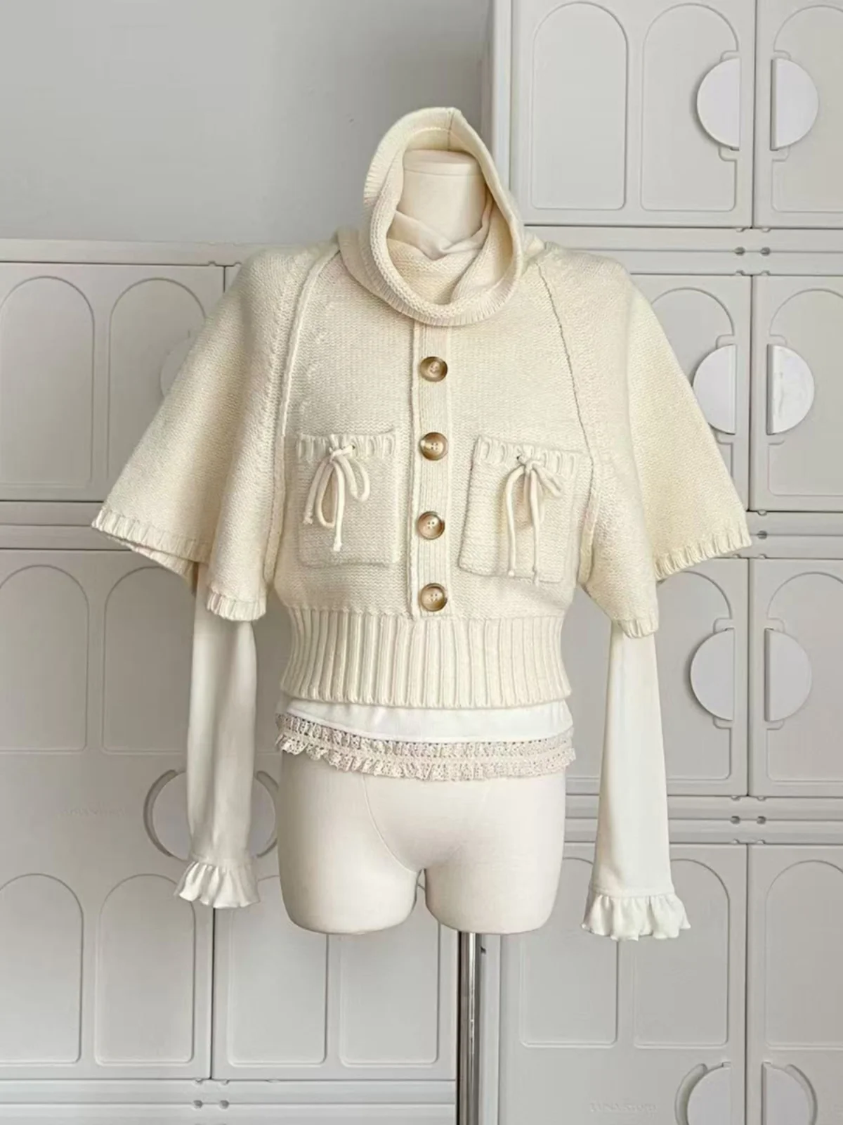 

Half High Collar Sweater Women Winter Embroidered Flares Thicken Ruffles Slim Long Sleeve Knitted Basic Pullover Top