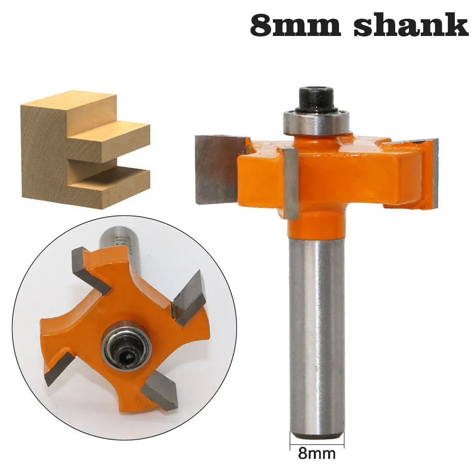 1pc 8mm Shank T type bearings wood milling cutter Industrial Grade Rabbeting Bit woodworking tool router bits for wood