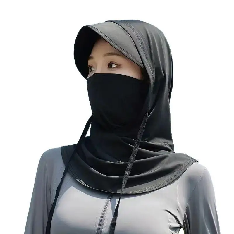 Eisseiden-UV-Schutz-Gesichtsmaske mit breiter Krempe, atmungsaktiv, für Radfahren, Wandern, Strand und Reisen – Detail 5