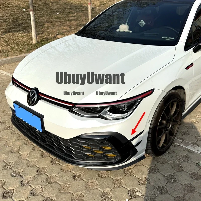 Gloss Black Tuning For VW Golf 8 MK8 GTI R-Line 2020+ Car Front Bumper Side Splitter Spoiler Trim Fog Light Canard Body Kits view 6
