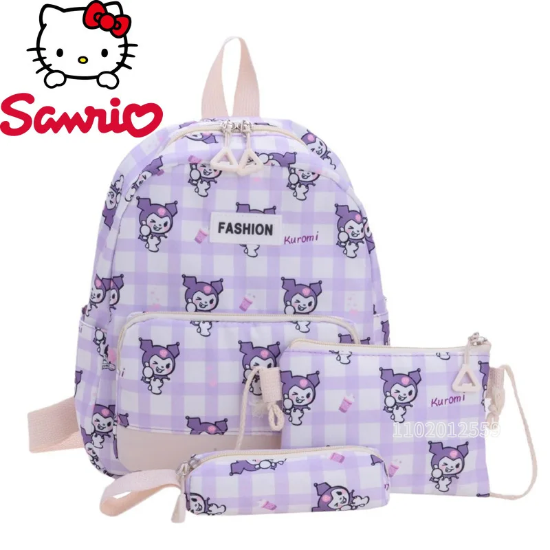  Hello Kitty New Girls' Schoolbag 3-piece Set Fashionable Girls' Backpack Cartoon Cute Large Capacity Children's Schoolbag