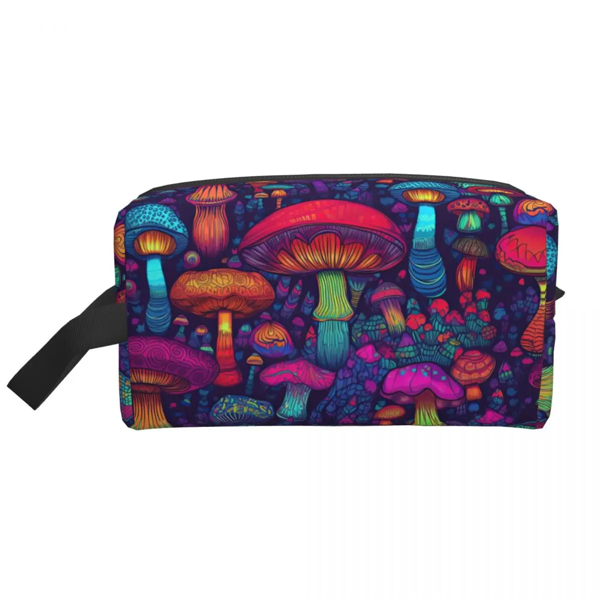 Custom Psychedelic Magic Mushrooms Trippy Goth Travel Cosmetic Bag Women Makeup Toiletry Organizer Lady Beauty Storage Dopp Kit