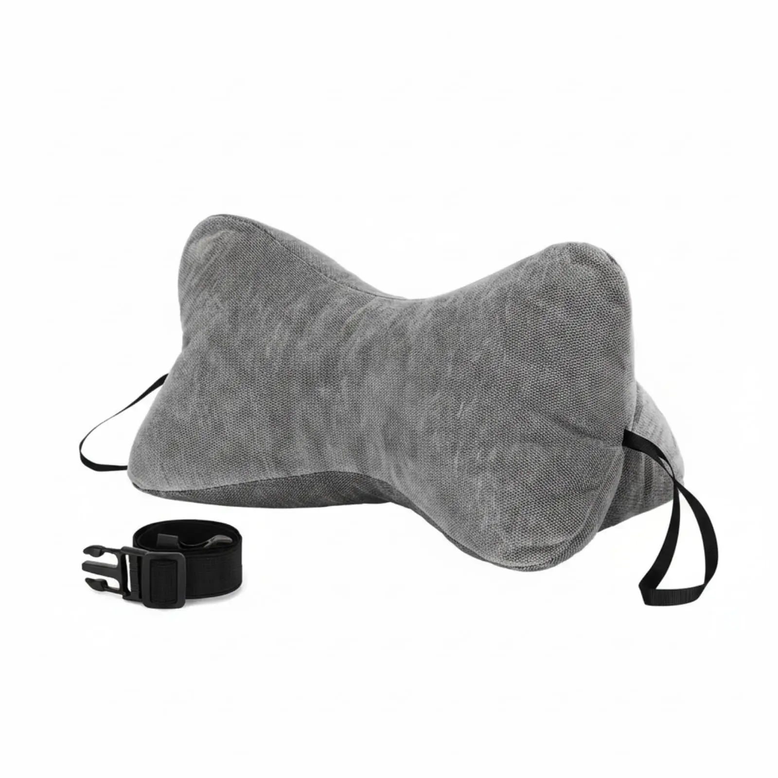 

Gray Bone-Shape Travel Neck Pillow With Removable Washable Cover And Adjustable Straps For Car Bus Truck Comfort Support