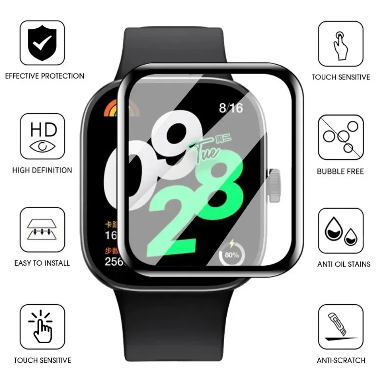 For Xiaomi Redmi Watch 4 Curved Screen Protector Anti-scratch Protective Films Not Glass for Redmi Watch4 Smartwatch Accessories