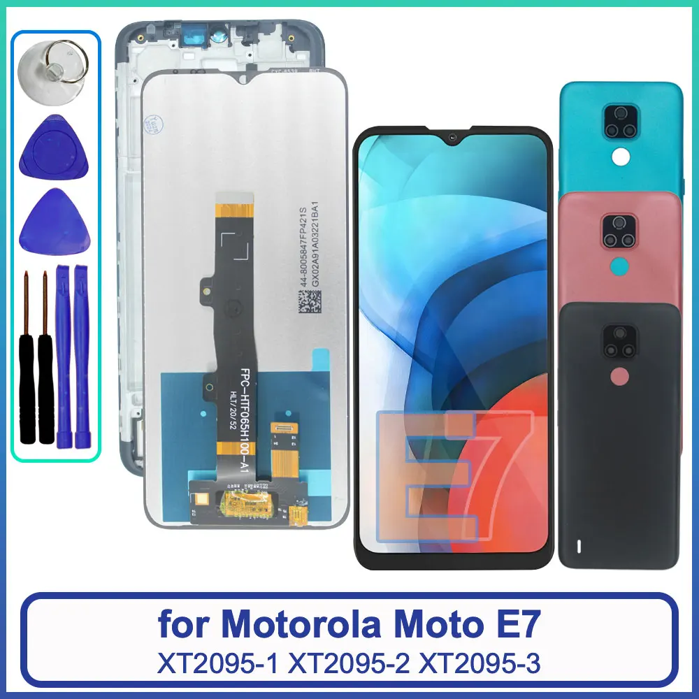 Testado lcd para motorola moto e7 telefone display lcd tela de toque digitador assembléia substituição com quadro para moto e7 XT2095-1