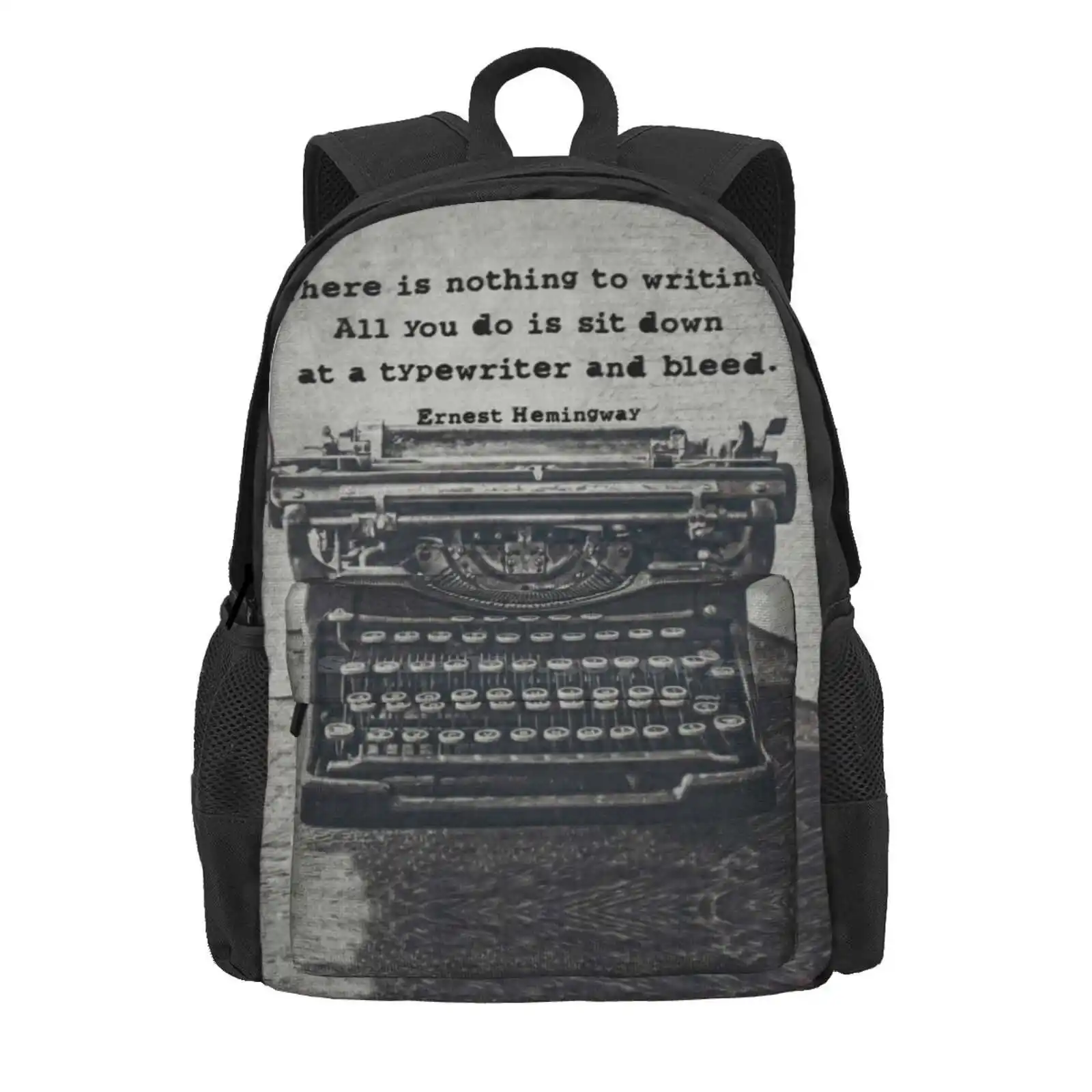 Writing According To Hemingway Hot Sale Schoolbag Backpack Fashion Bags Ernest Hemingway Hemingway Quote Typography Vintage