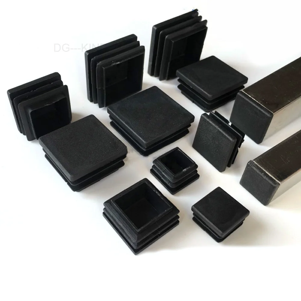 4 pcs black square plastic blanking end caps chair feet pipe inserts pipe plugs bung 10x10mm 13x13mm 15x15mm 16x16mm - 50x50mm