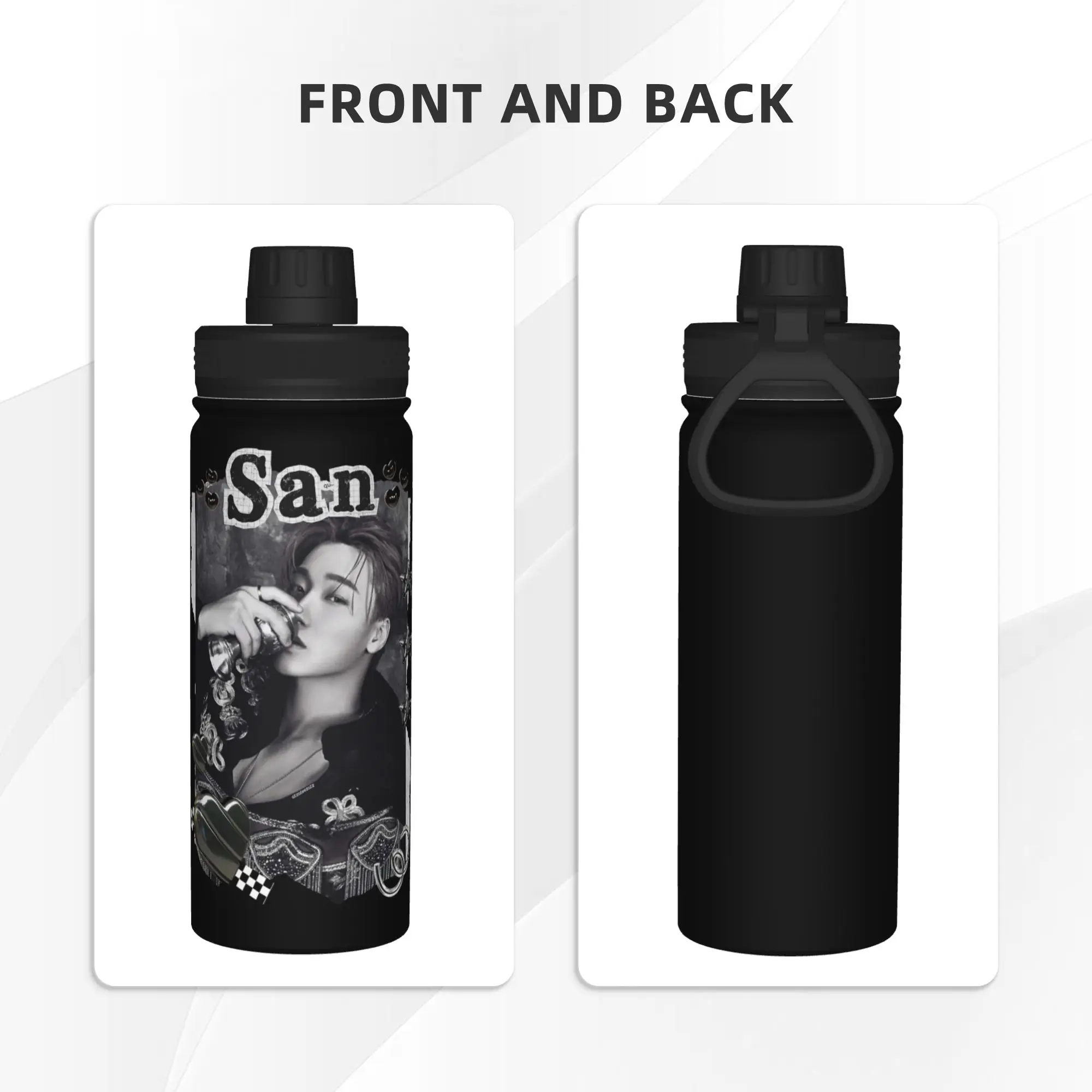 Kpop Boy Group A-Ateez San 18OZ Sports Insulated Kettle  Thermal Cup Stainless Steel Car Mug Water Bottle
