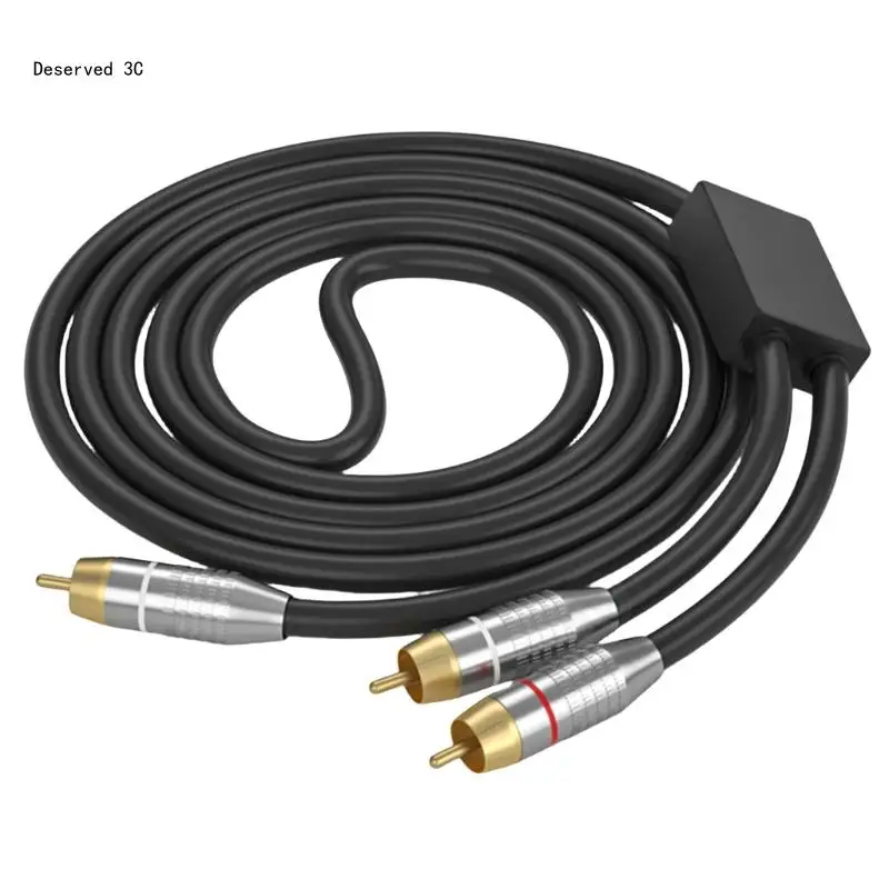 Professional Auditory Extension Cable 1 to 2RCA Gold Contacts for DVRs HDTVs