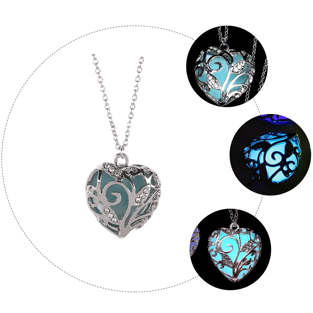 

Jewelry Luminous Heart-shaped Necklace Glow Necklaces Creative Pendant Alloy Chain Miss
