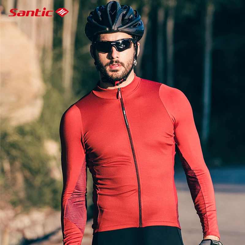 Santic Men's Cycling Shirt Breathable Long Sleeve Bicycle Top Team Jersey Anti-sweat Bike Clothing Autumn Winter Mtb Equipment