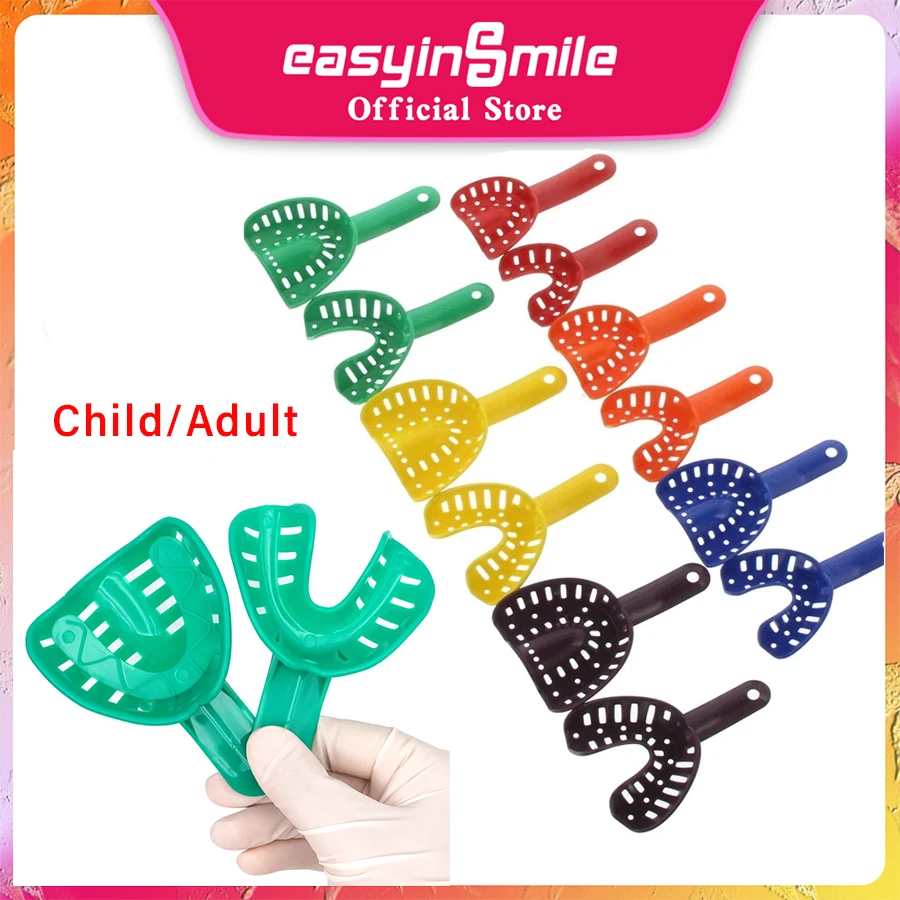 6 PCS/bag  Dental Impression Tray EASYINSMILE Disposable Plastic for Adult or Child Size L/M/S Upper and Lower