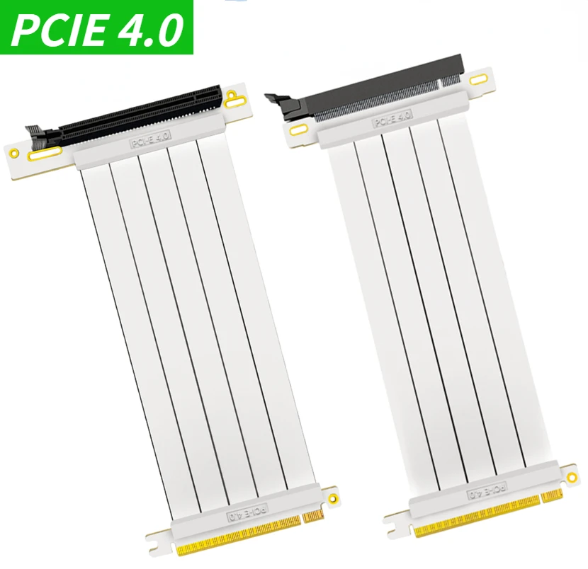 

White Premium PCIE 4.0 X16 Riser Cable PCI Express 16X 4.0 GPU Video Card Expansion Extension Cable Gen4 Riser Shielded Extender