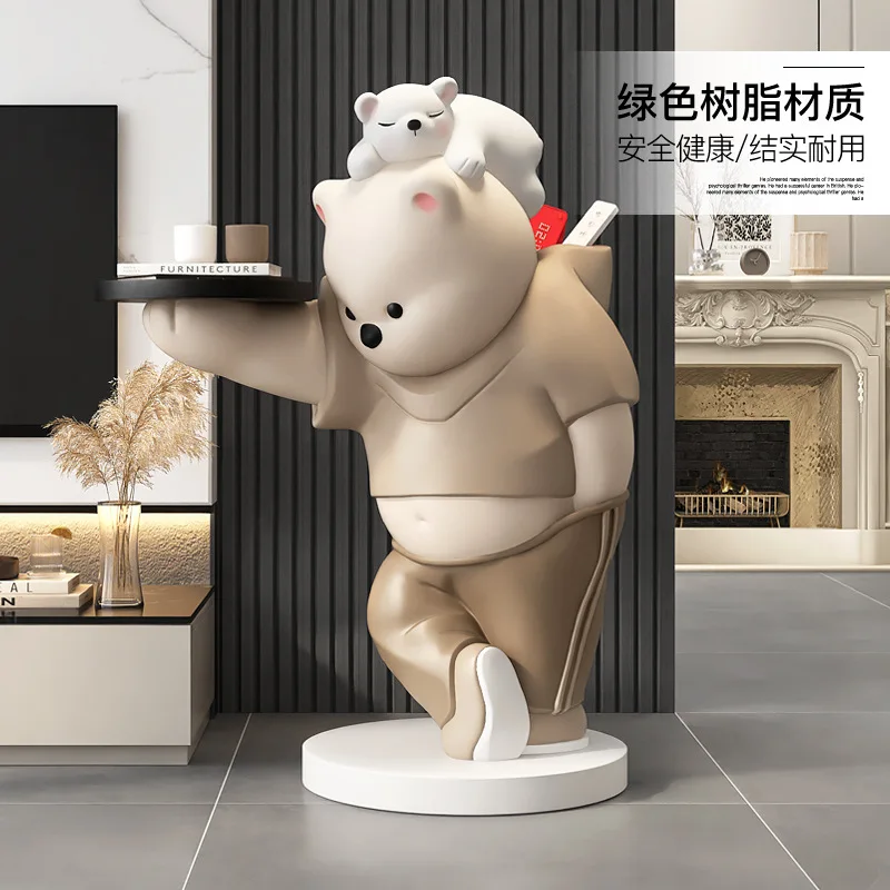 Bear Living Room Large Floor-to-ceiling Furniture TV Cabinet Sofa Next To The Tray of Home Decorations Housewarming Gifts