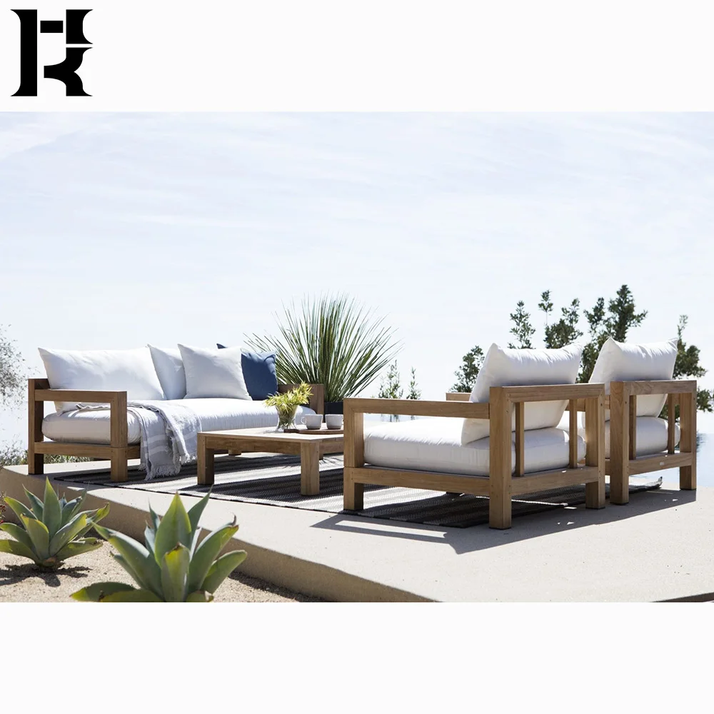 

Modern Simple Design Living Room Solid Wood Sofas Wooden Luxury Outdoor Sectional Sofas Patio Teak Garden Sofa Sets