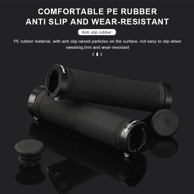 RIDERACE Bicycle Handlebar Grips Lock on MTB Mountain Bike Handle Bar Cover Shockproof Non-Slip Ergonomic Cycling Grips Rubber