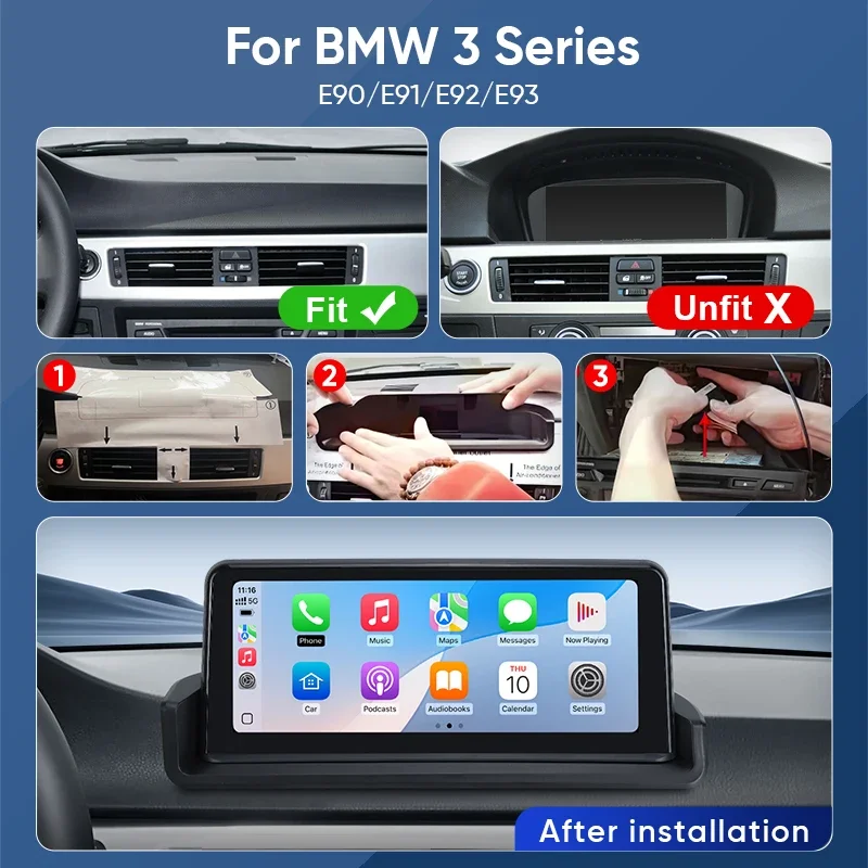 Ainavi Car Radio For BMW 3 Series E90 E91 E92 2005 2006 2007 2008 2009 2010 2011 Wireless Carplay Android Auto Car Multimedia