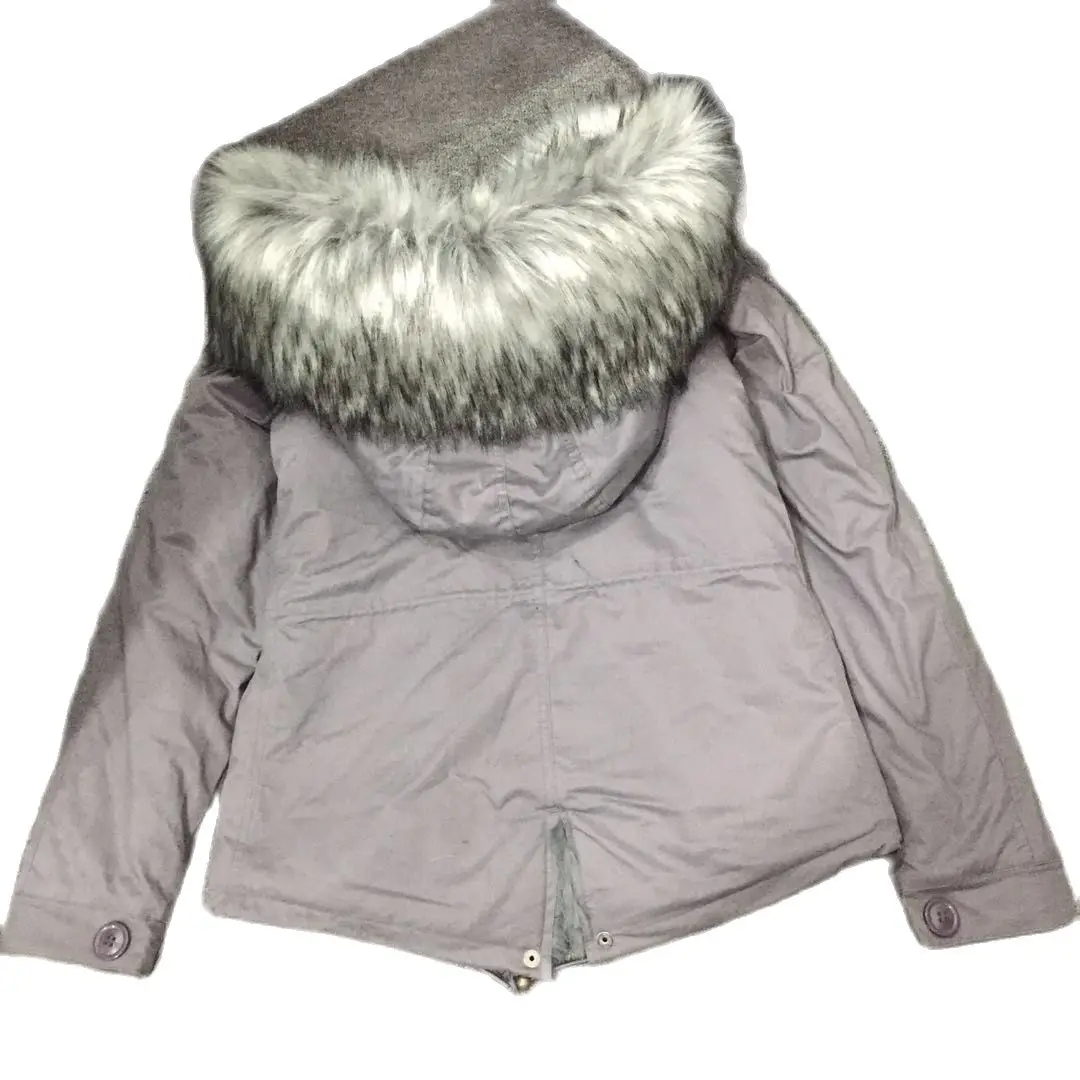 Soild Alle Grau Parka Dicke Warme Hohe Qualität Faux Pelz Gefüttert Mantel Unisex Trendy Jacke Mantel