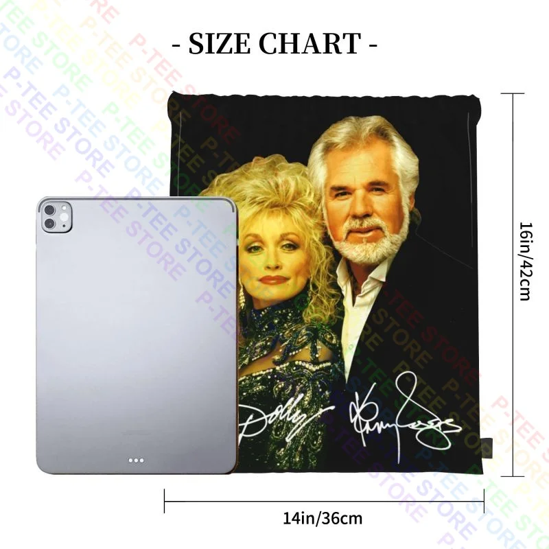 Dolly Parton And Kenny Rogers Signature Drawstring Bags Gym Bag School Backpack Shopping Bag Clothes Backpacks