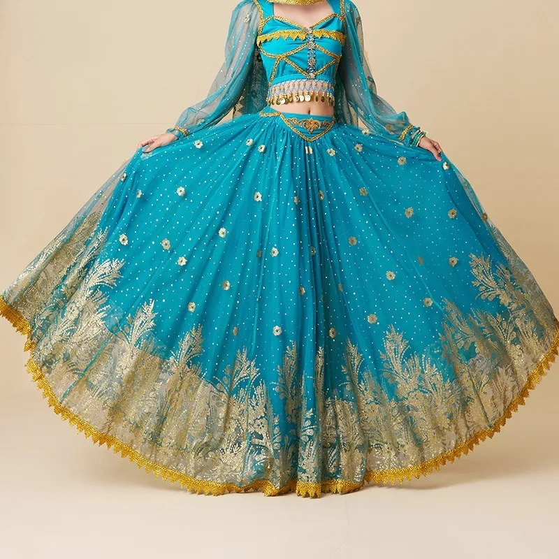 Customized Princess Belly Dance Costumes 720 Degree Grand Swing Long Dress Exotic Style Performance Dress Indian Clothes Women