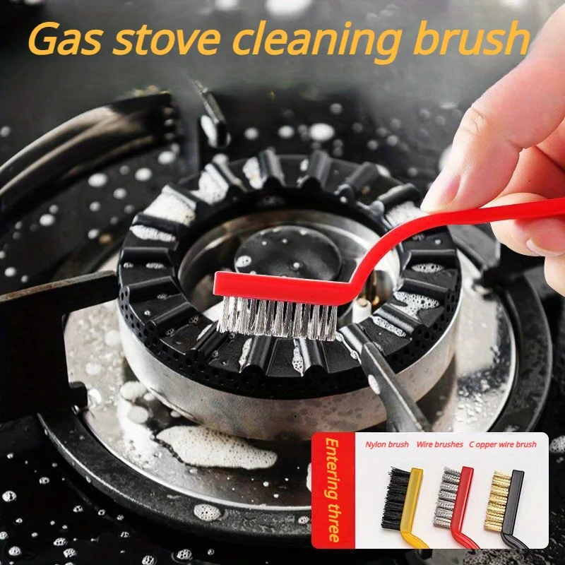 3pcs Japanese-Inspired Gas Stove Cleaning Brushes - Versatile Kitchen & Bathroom Scrubbers For Range Hoods, Floors, Furniture - image 2