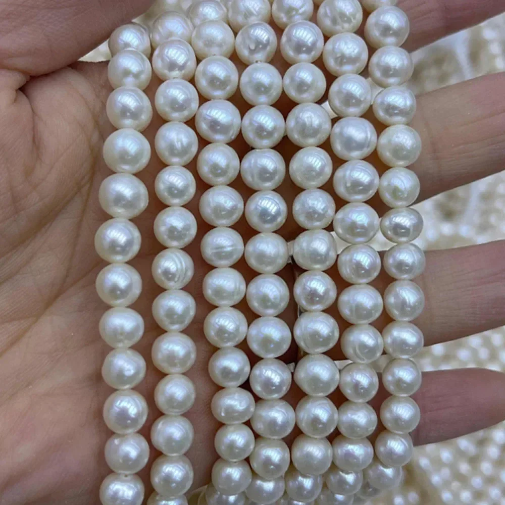 AAA Hochwertige nahrunde natürliche Süßwasserperlen für Schmuckherstellung, Zubehör, DIY-Halskette, Armband, Zubehör – Detail 11