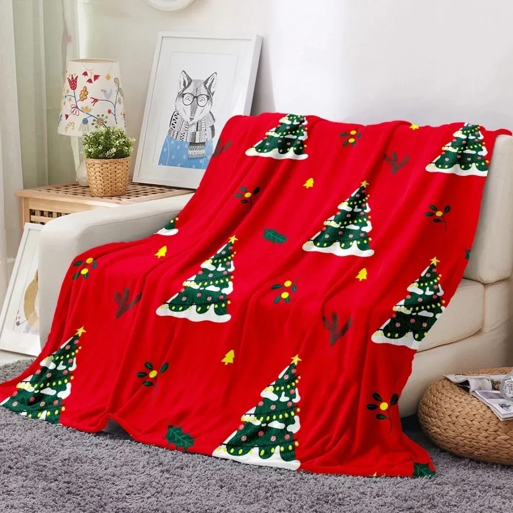 

Christmas Theme Flannel Throw Blanket Christmas Tree Snowflake Pattern for Couch Bed Sofa Festival Gift for Boy Girl Lightweight