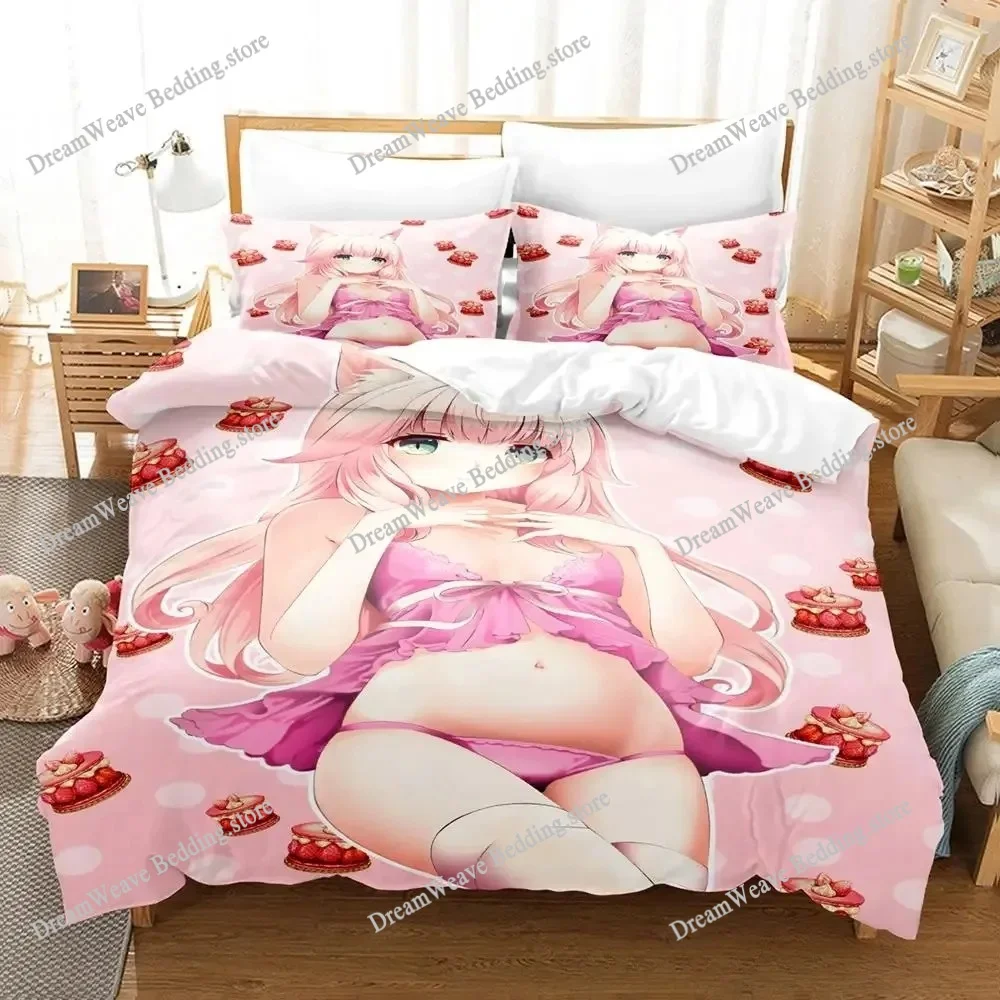 

Kawaii Nekopara Bedding Set Single Twin Full Queen King Size Bed Set Aldult Kid Bedroom Duvetcover Sets Anime Parure De Lit Bed