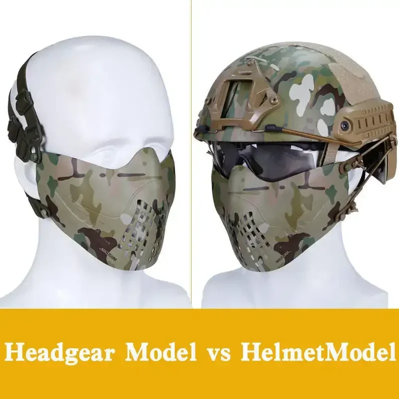 Tactical Pilot Half Face Mask Outdoor Sports Shooting Hunting Protective Mask Helmet Dual Mode Airsoft Mask Cosplay Wargame