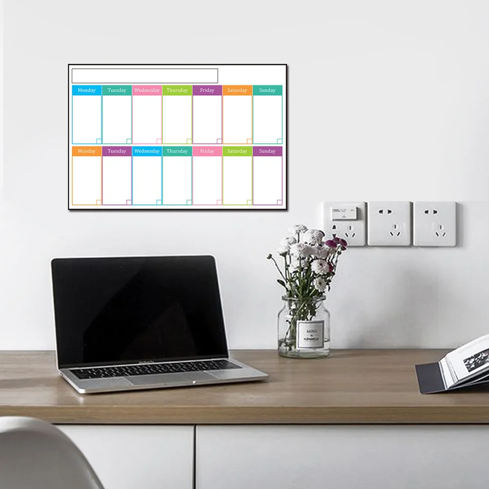 Sticky Weekly Dry Erase Board Adhesive Whiteboard Calendar Erasable Weekly Planner Message Notepad for Wall Fridge Refrigerator