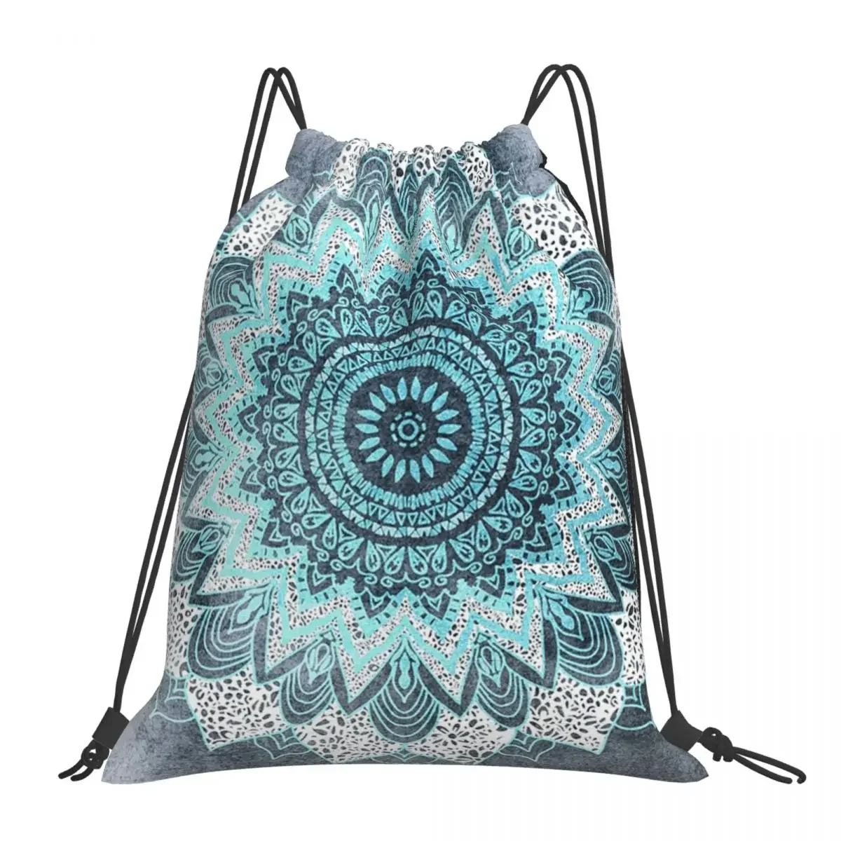 

BOHOCHIC MANDALA IN BLUE Backpacks Portable Drawstring Bags Drawstring Bundle Pocket Sports Bag BookBag For Travel Students