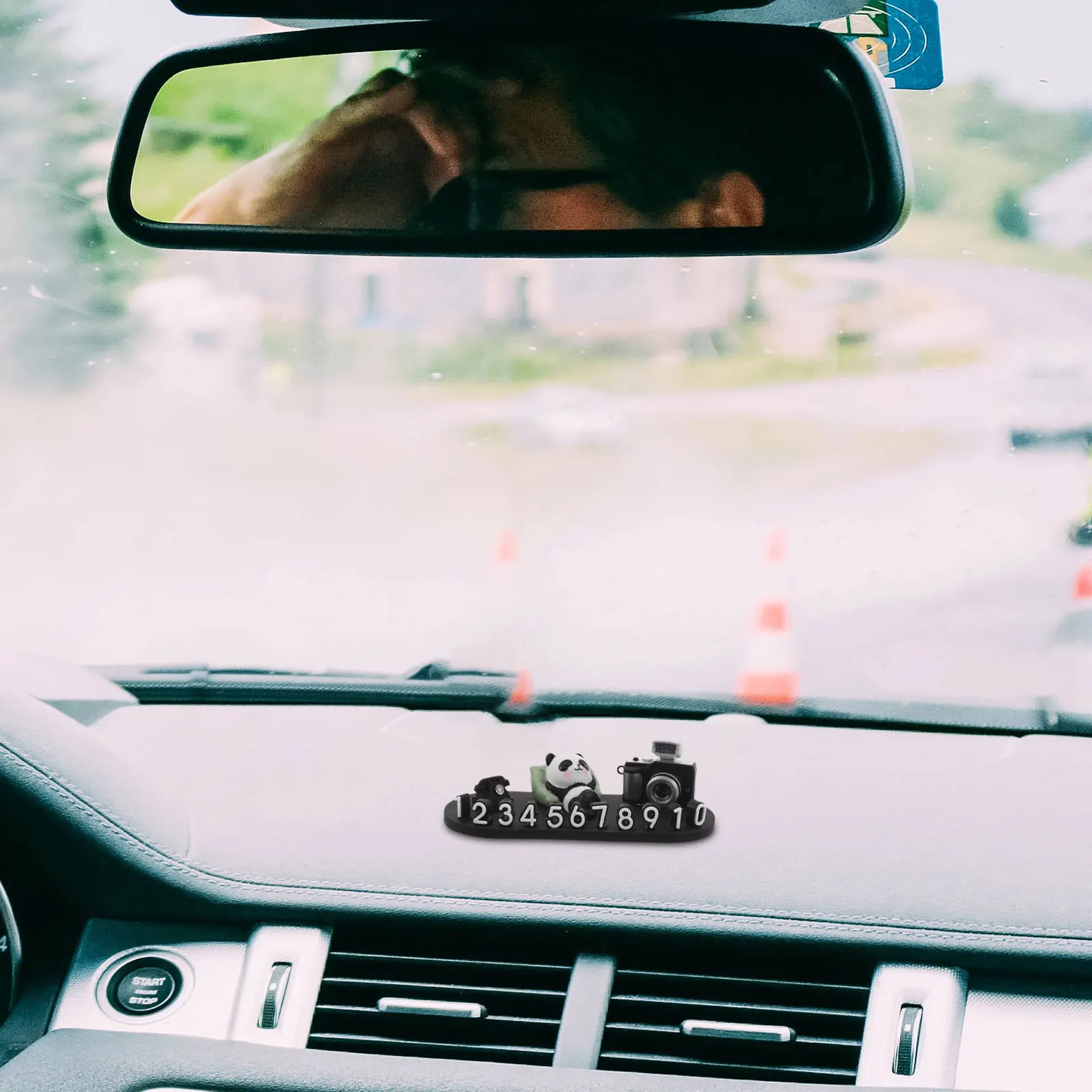 

1Set Panda Car Parking Temporary Phone Number Display Dashboard Decoration Cute Vehicle Interior Ornament Mobile