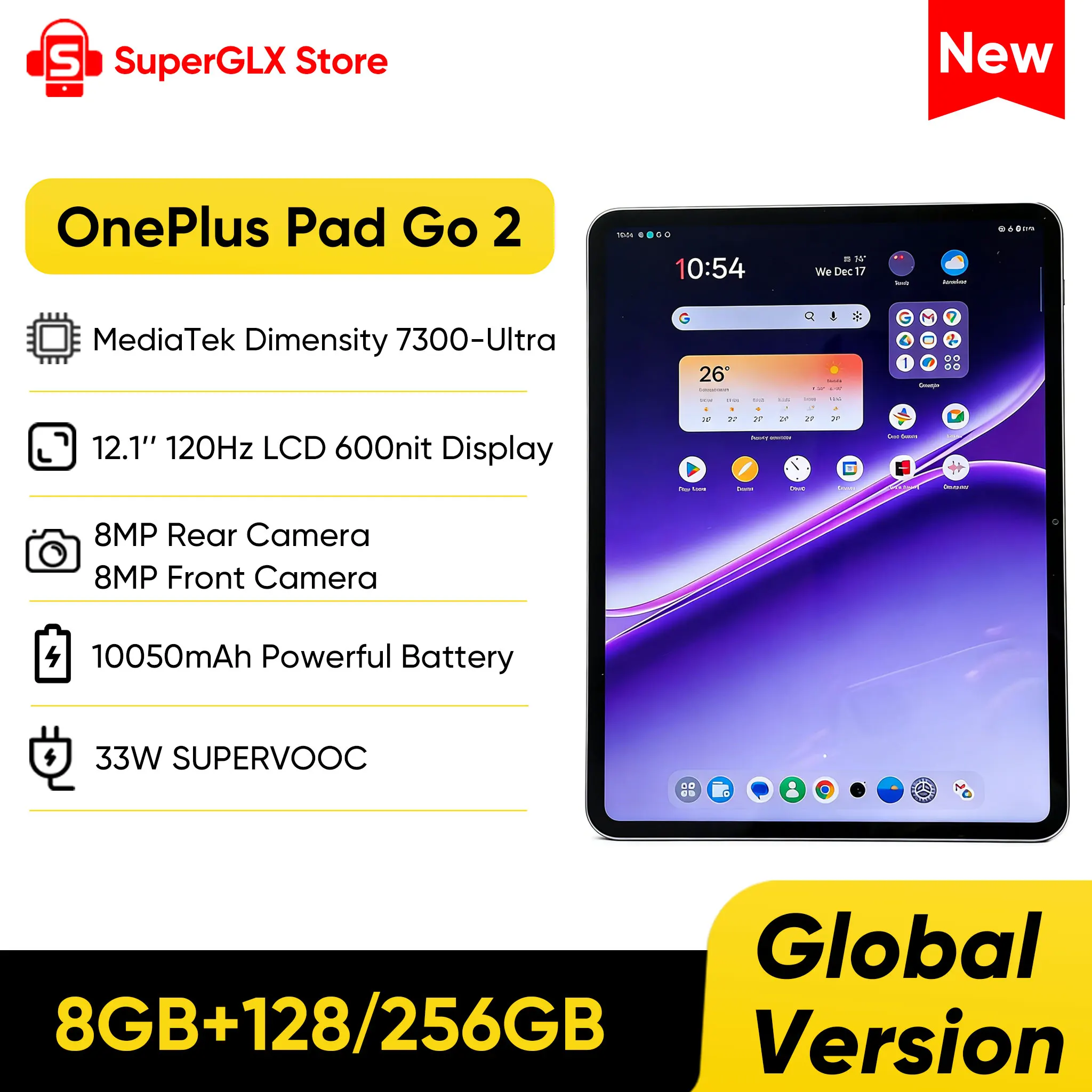 OnePlus Pad Go 2 Tablet - 12.1" 120Hz, Dimensity 7300, 10050mAh