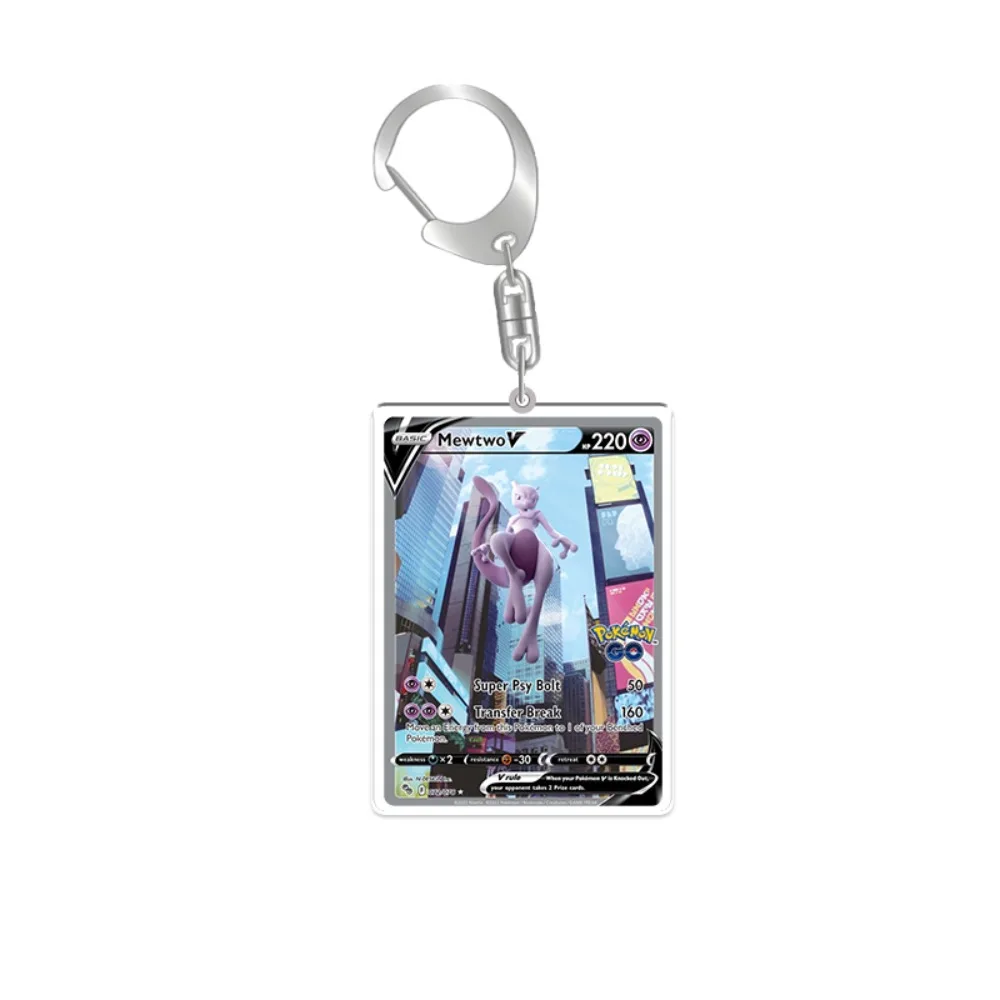 أنيمي الإنجليزية لبوكيمون PTCG بطاقة سلسلة مفاتيح مصنوعة من الأكريليك Lugia Giratina Aerodactyl Machamp Charizard قلادة Gengar Espeon Mew