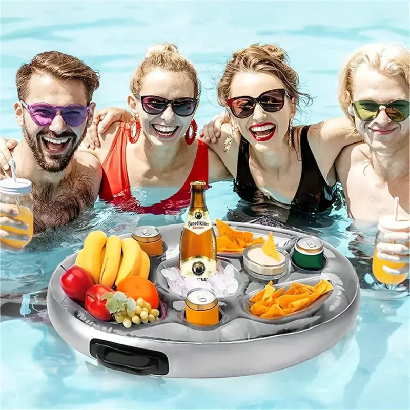 

2 pcs Summer water inflatable eight hole cup holder floating tray pool party drinks Fruit beer fresh ice bar