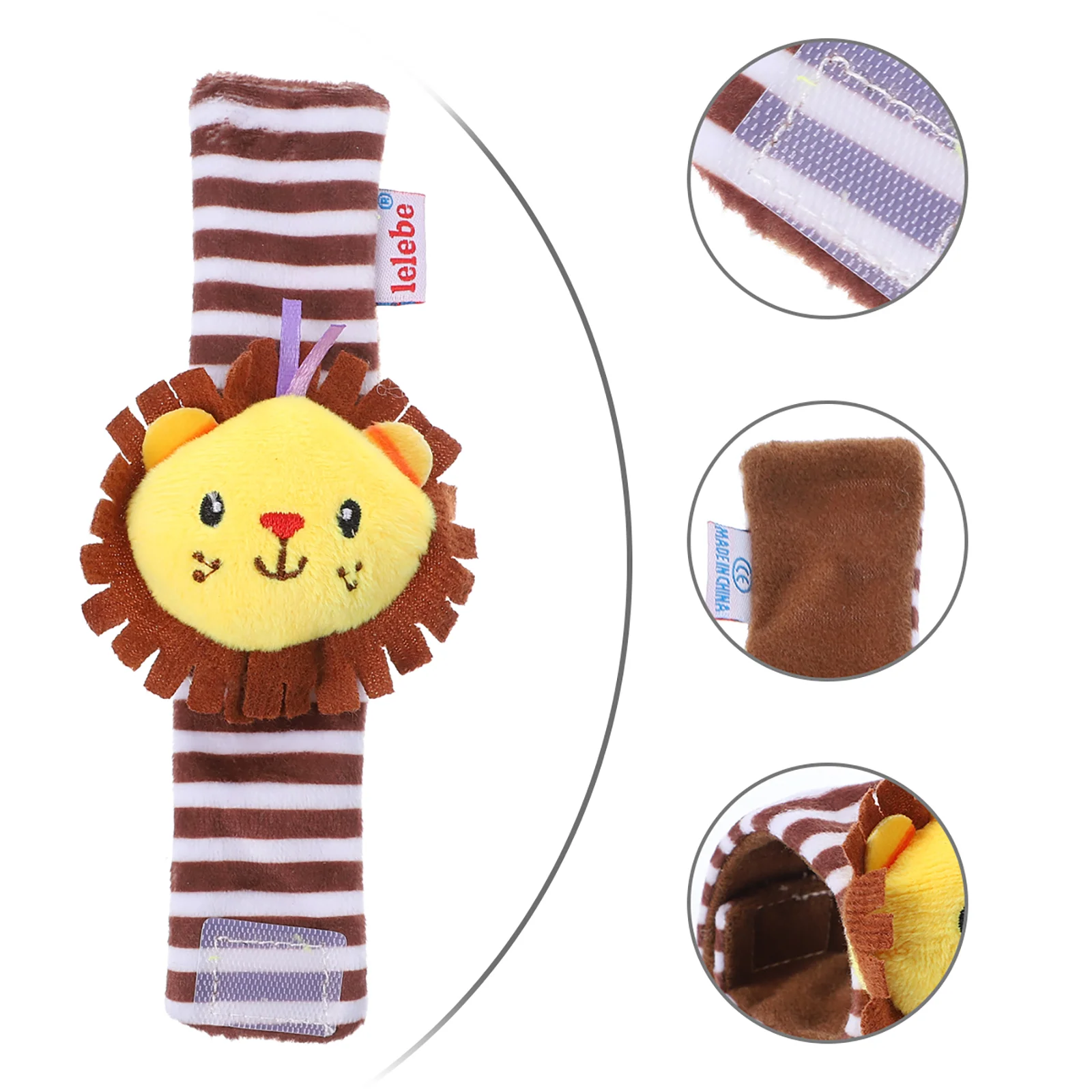 Wrist Bell Toys Plush Band Bells Cartoon Rattles Animal for Lion Developmental Educational