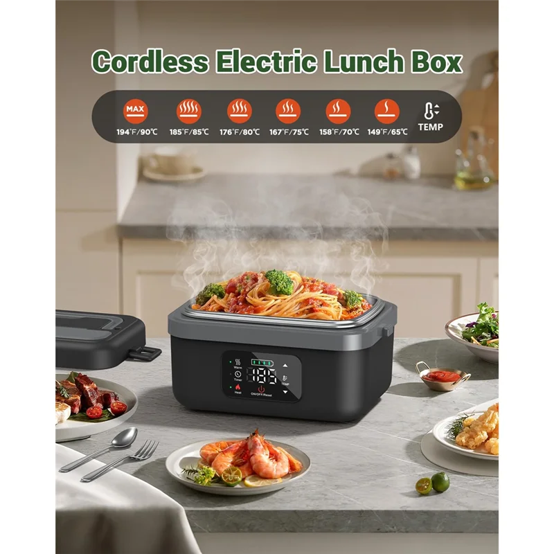 

BAAO-Electric Cordless Lunch Box For Adults With 16000Mah Battery, Self-Heating Food Warmers For Office, Car, Outdoor Us Plug