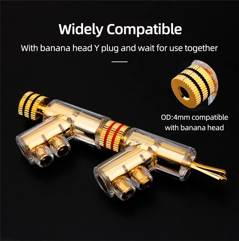 Y-förmige Bananenstecker, Audio-Stecker, Hi-End-Kupfer für selbstsichernde 4-mm-Kopf-Lautsprecher, Terminal, Verstärker, Unterhaltungselektronik – Detail 5
