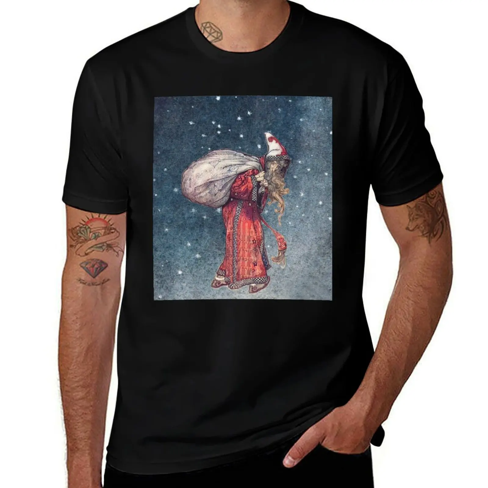 Arthur Rackham: Santa Claus T-Shirt Dry Fit Running Short Sleeve Top T-Shirt