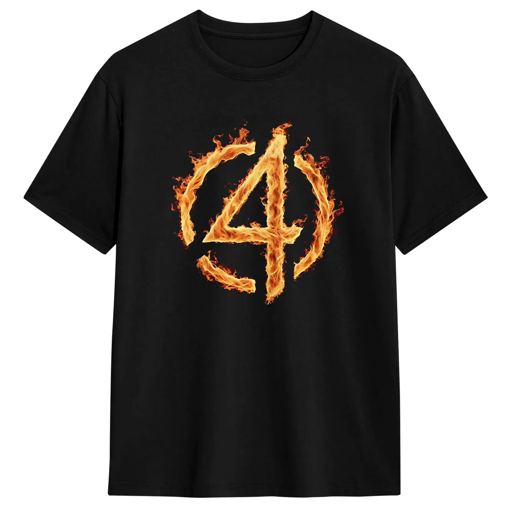 Fantastics Fours On fire  T Shirt Men Women's Cotton Awesome T-Shirt Round Neck  Tees Short Sleeve Clothes Plus Size