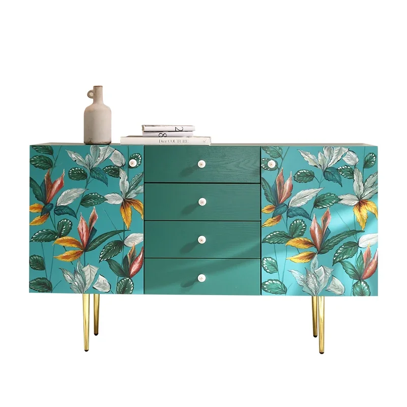 

Painted Hallway Locker Art Decoration Retro Style Storage Wine Chest of Drawer Light Luxury Sideboard Cabinet