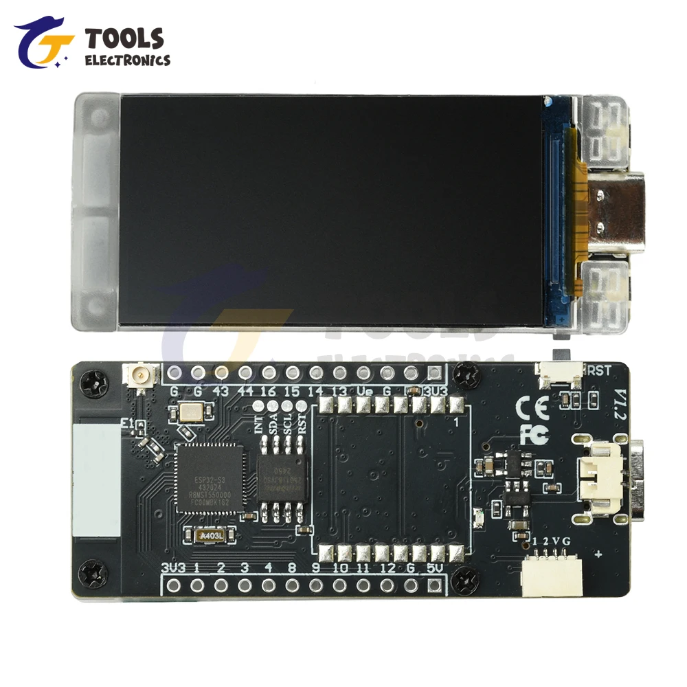 ESP32-R8 Development Board with 1.9 Inch TFT Screen - T190 Module for Hash Rate Calculation (388KH/s) WiFi BT & Type-C