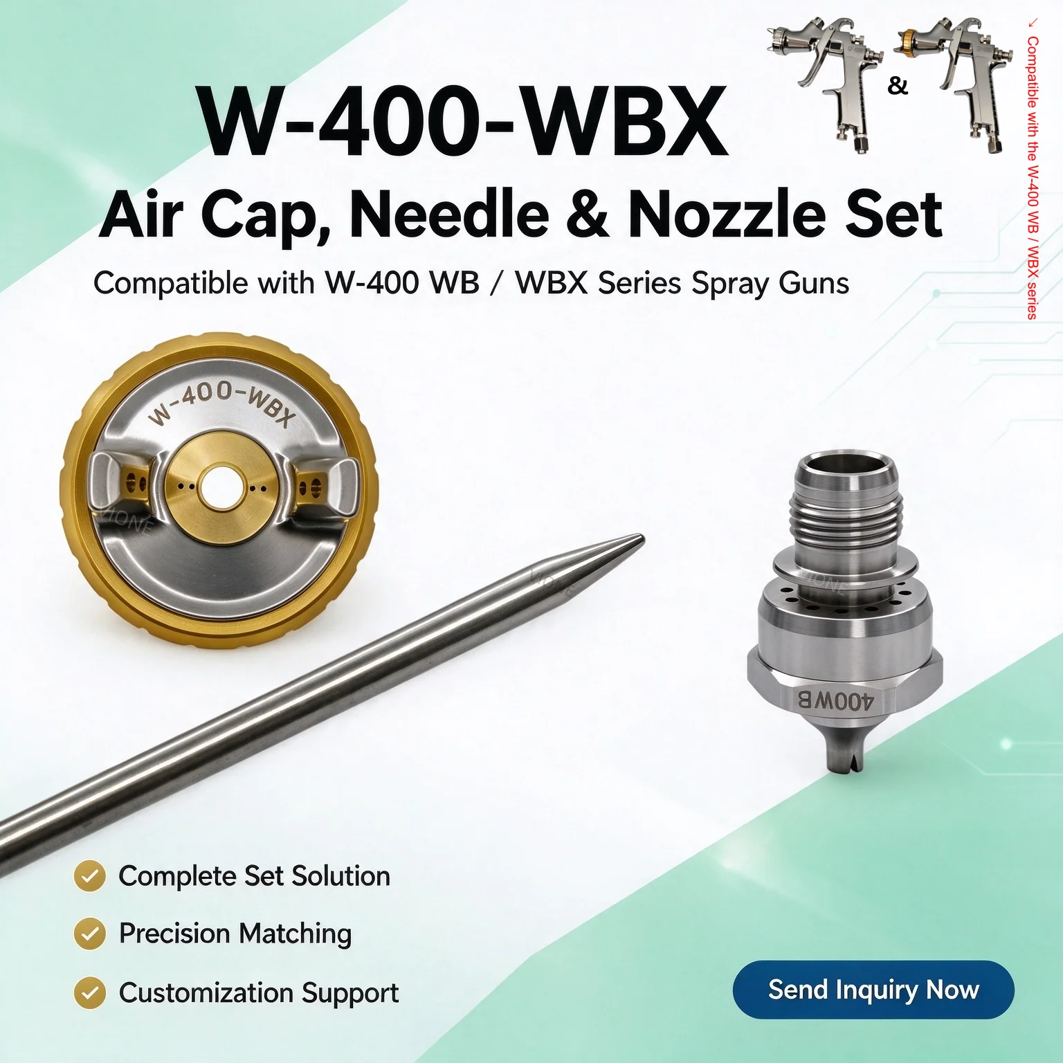 Industrial Spraying W-400-WBXAir Cap, Needle & Nozzle Set Compatible with the W-400 WB/WBX Series Japan