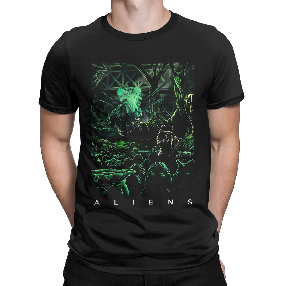 Men T-Shirt Aliens Romulus Movie Horror Vintage Pure Cotton Tee Short Sleeve 2024 New Gothic T Shirt Crewneck merchandise Summer